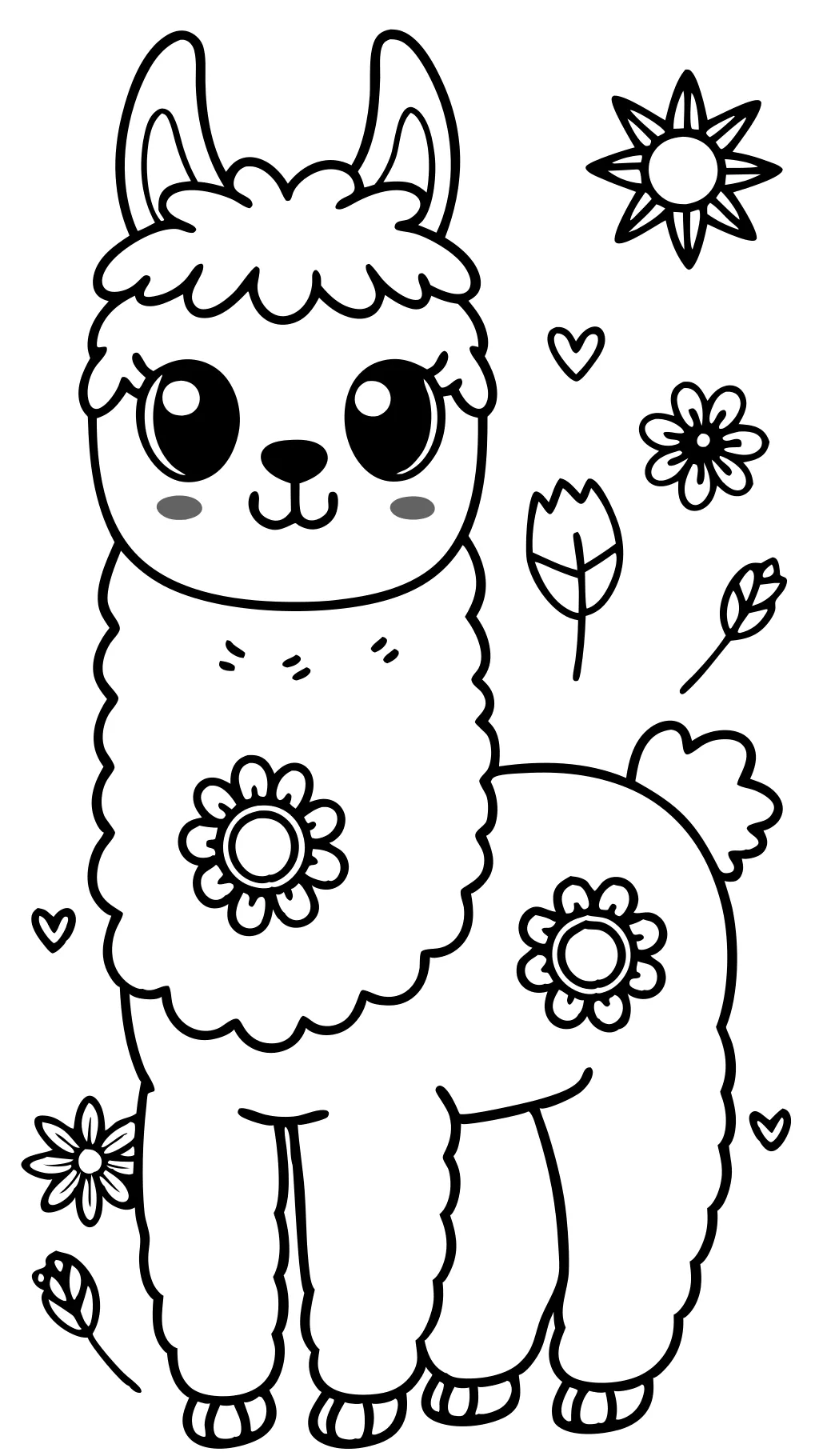 Páginas para colorear Dibujos de Llamas Kawaii para colorear